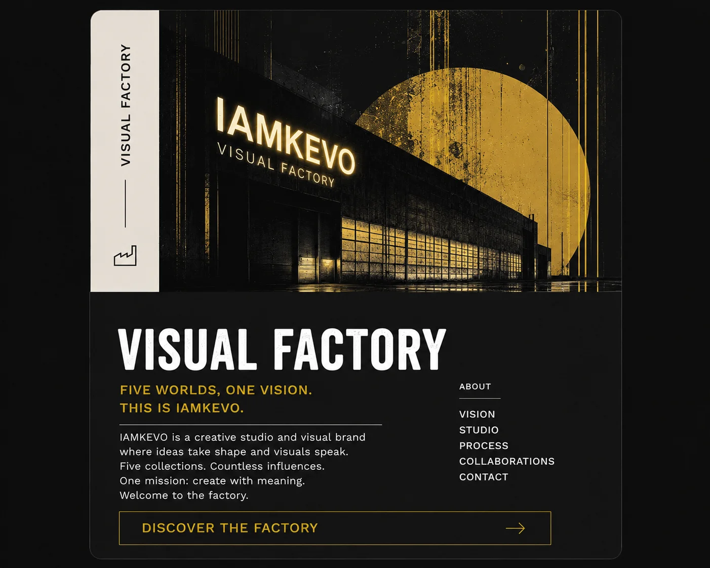 IAMKEVO visual factory preview across curated digital art worlds