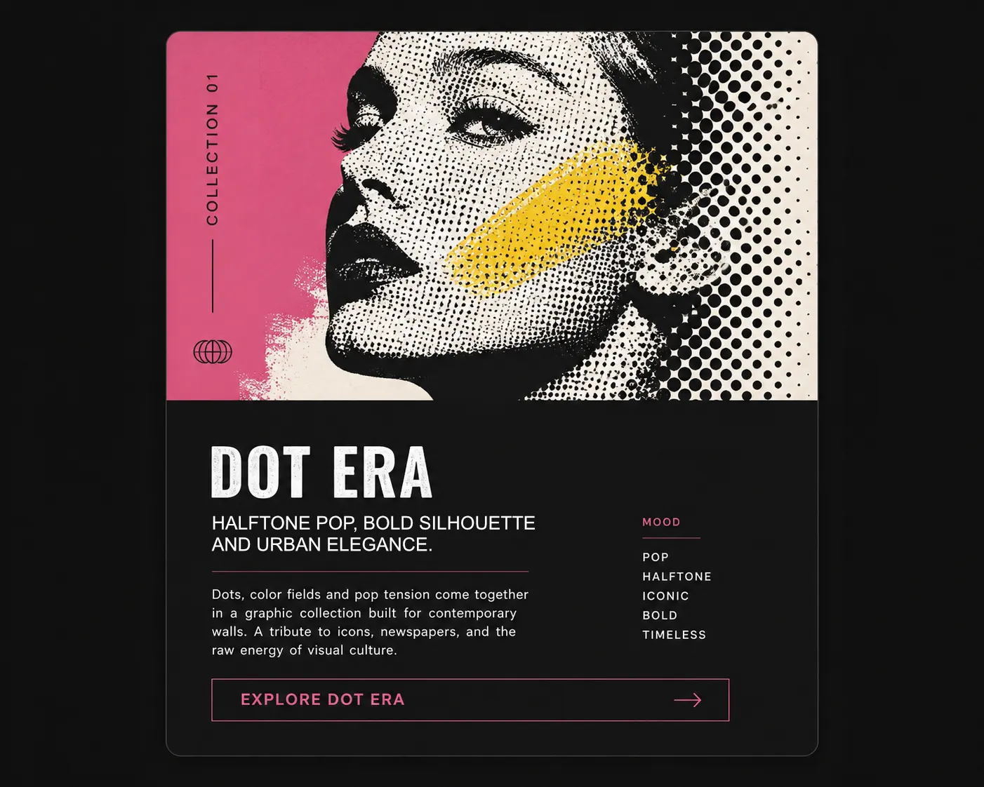 Dot Era collection preview with halftone pop artwork