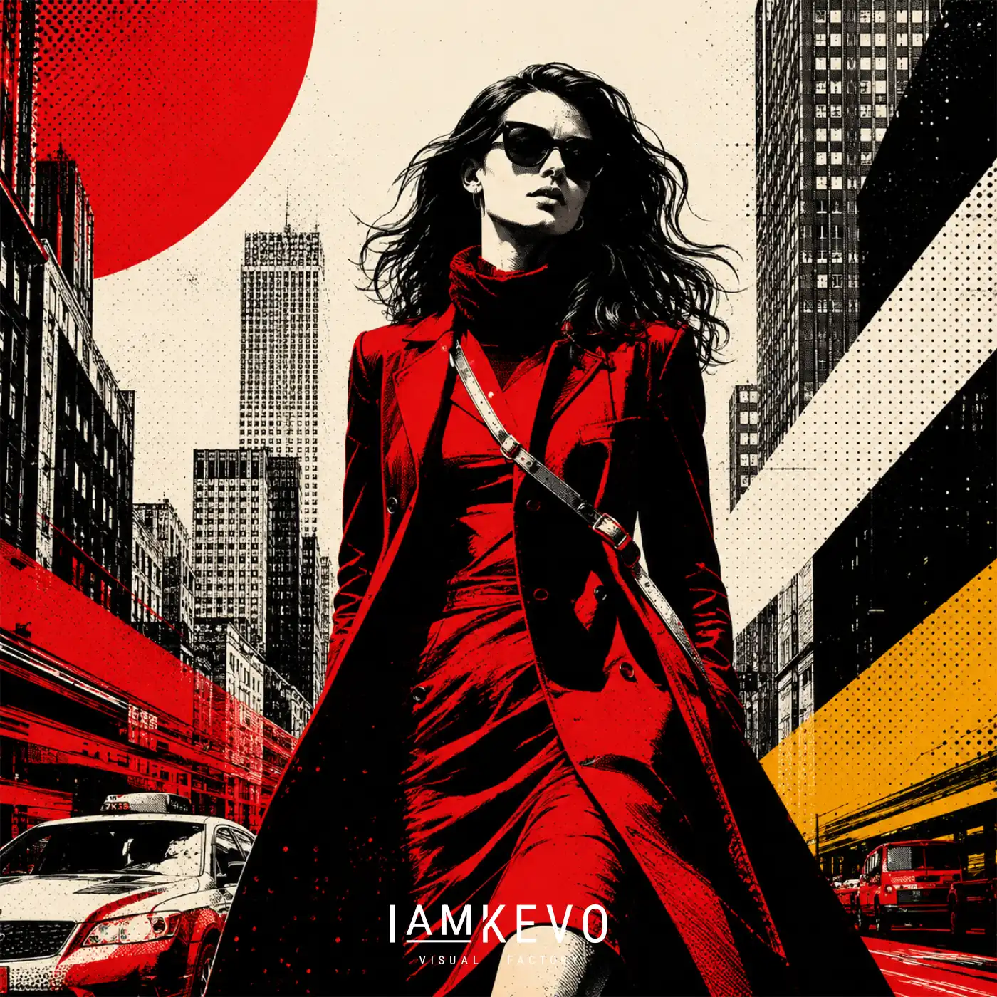 Red Avenue Command artwork from the DOT ERA Urban Motion series with red metropolitan energy and bold poster presence