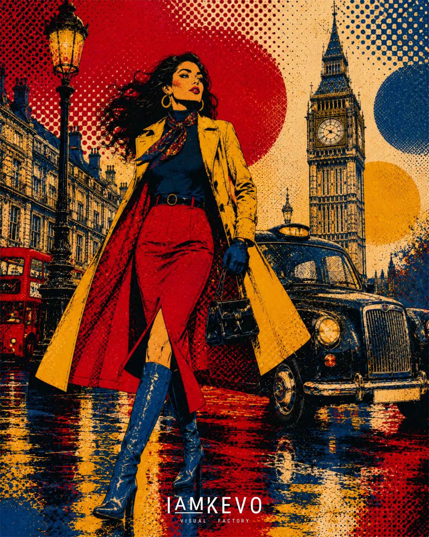 Retro London Rain original artwork thumbnail
