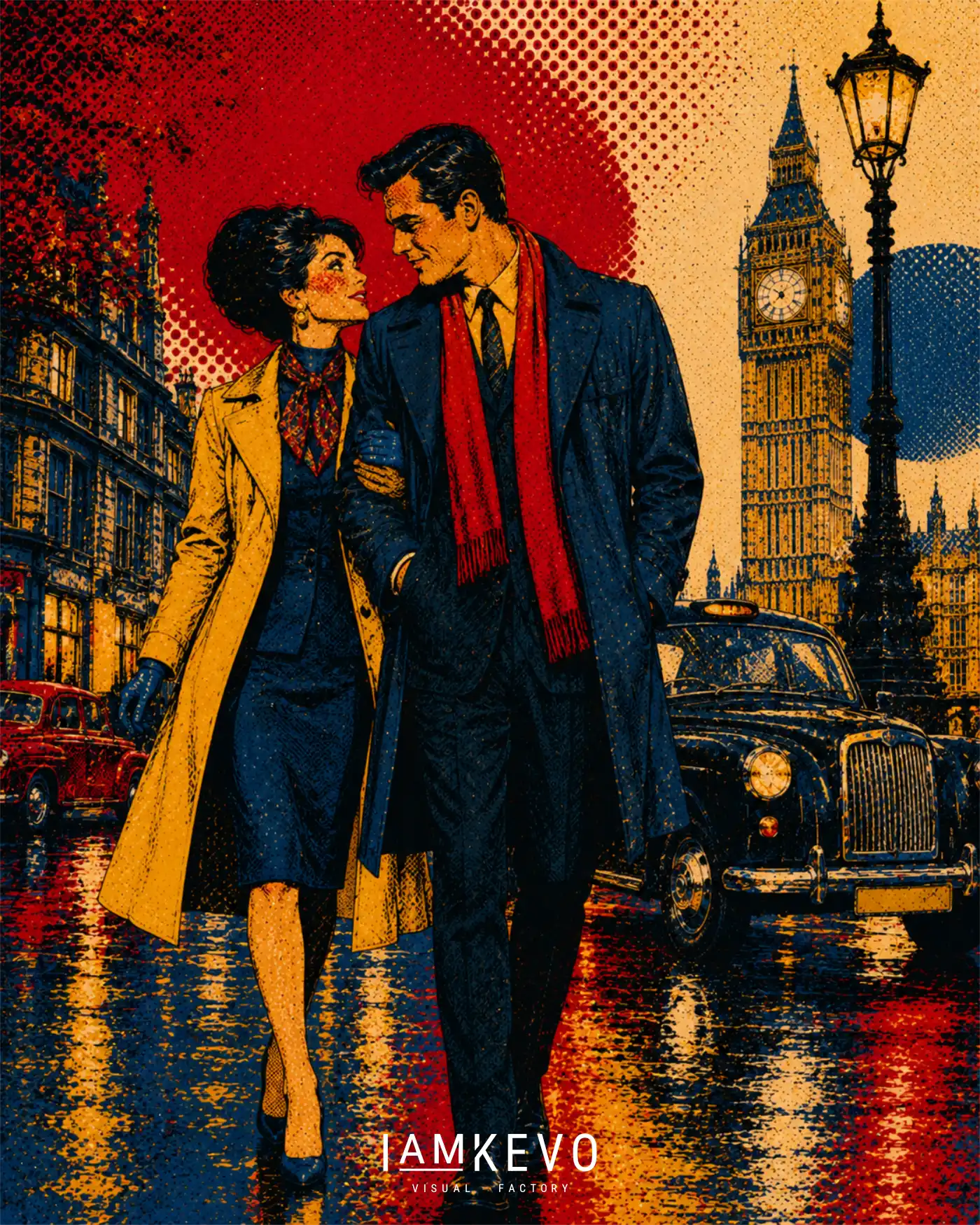 Rainy London Stroll artwork from the DOT ERA Urban Motion series