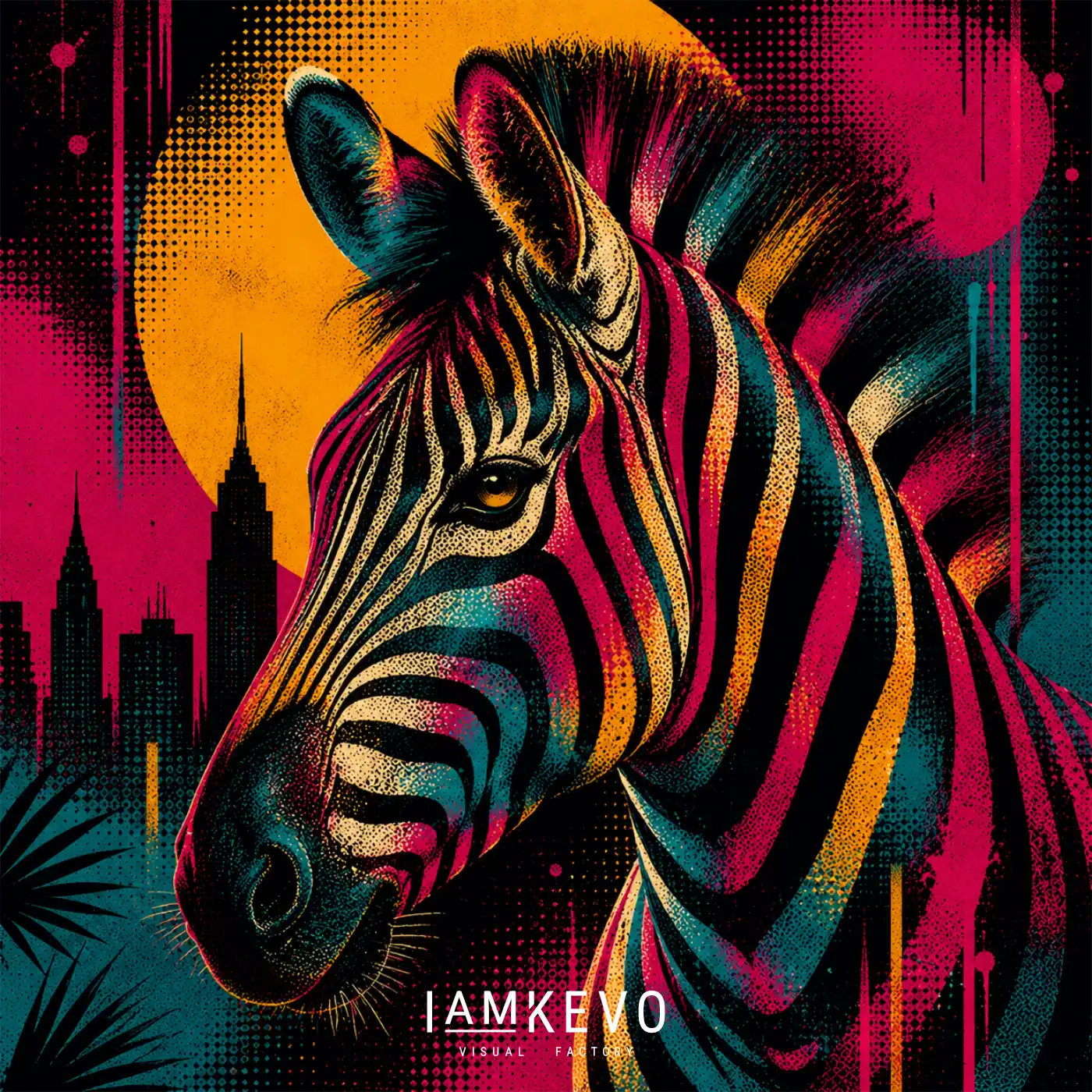 Zebra Pulse artwork with colorful zebra stripes from the Dot Era Wild Icons collection