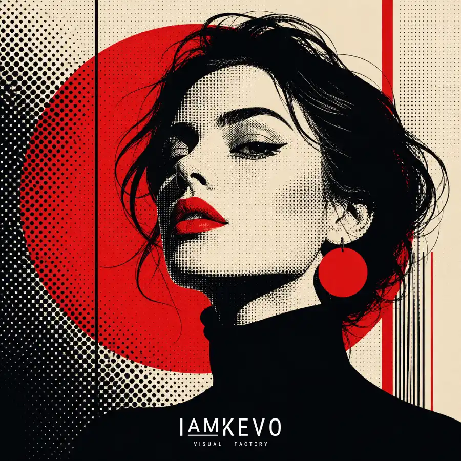 Red Circle Gaze pop portrait from the Dot Era Pop Portraits collection