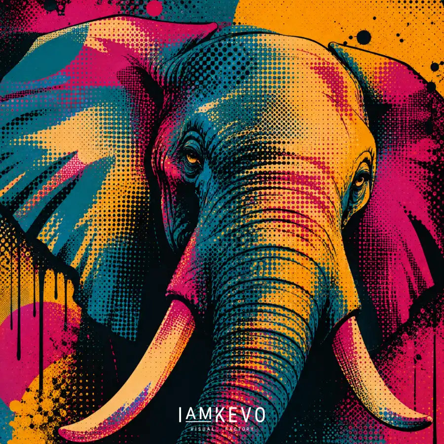 Elephant pop art Dot Era solar noir wild icons