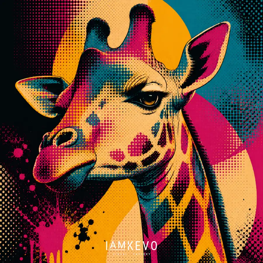 Giraffe pop art Dot Era solar noir wild icons