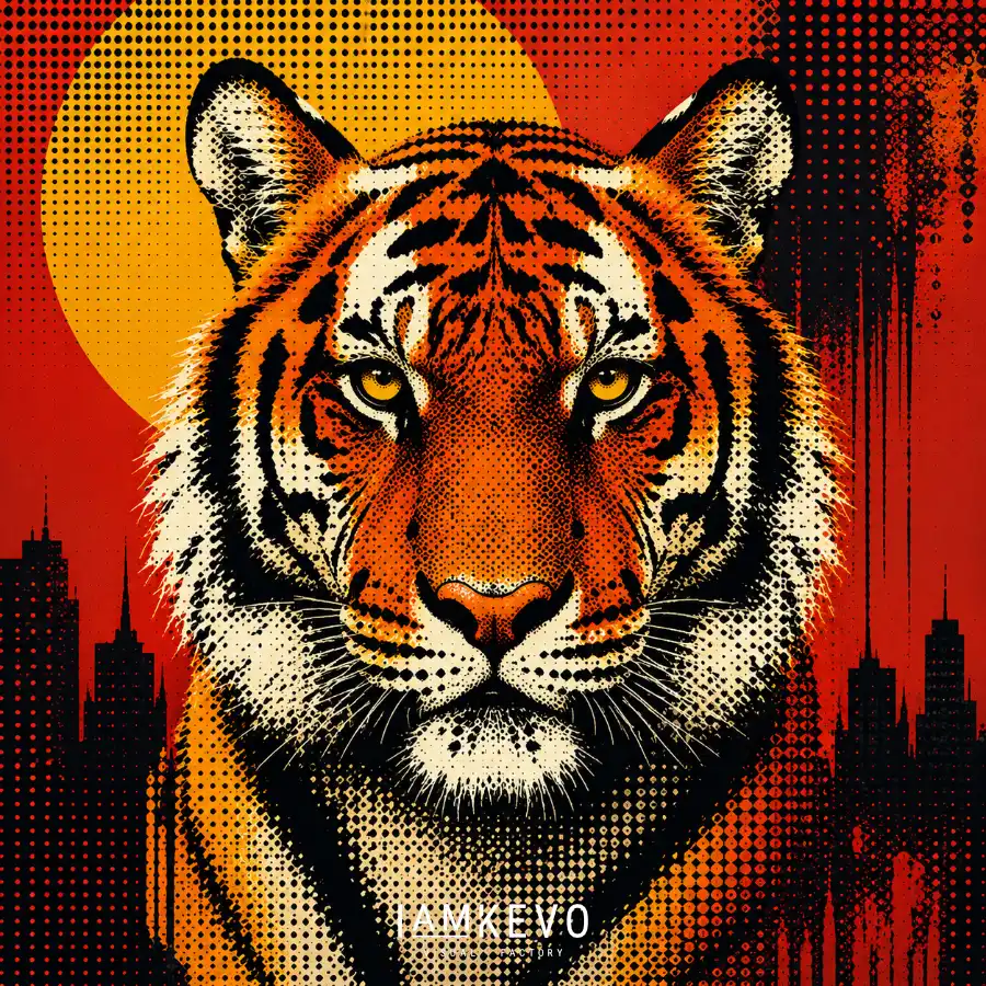 Tiger pop art Dot Era solar noir wild icons
