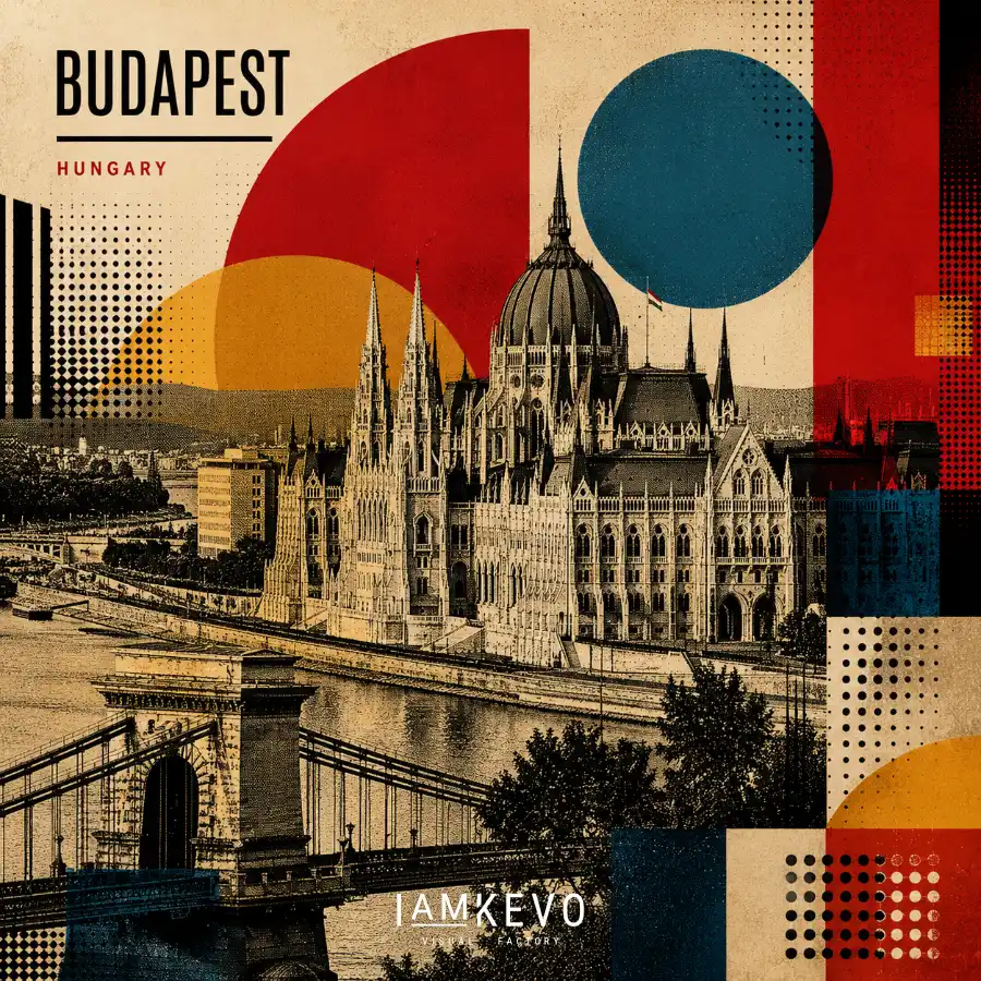 Budapest Danube Echo poster from the Dot Era Continental Pop collection