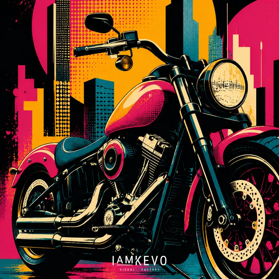 Neon Rider motorcycle artwork from the Dot Era Classic Motion collection