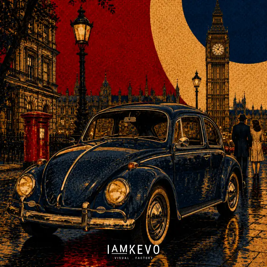 Vintage Volkswagen Beetle in London from the Dot Era Classic Motion collection