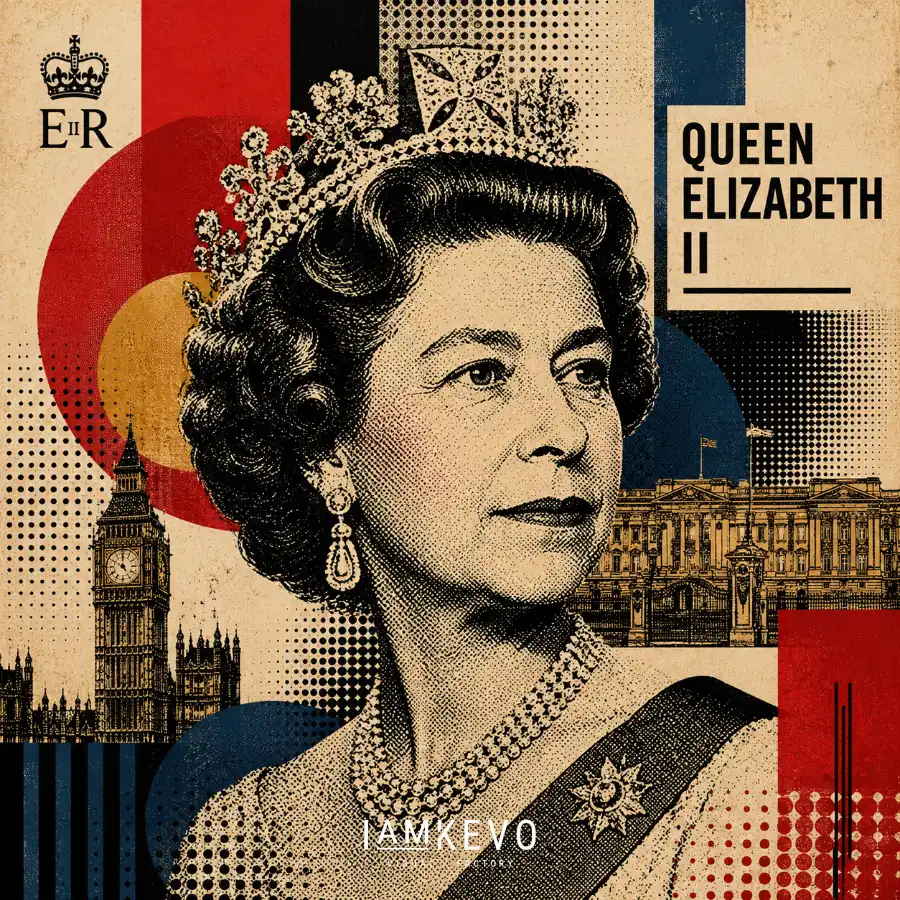 Queen Elizabeth II artwork from the Dot Era Graphic Icons collection