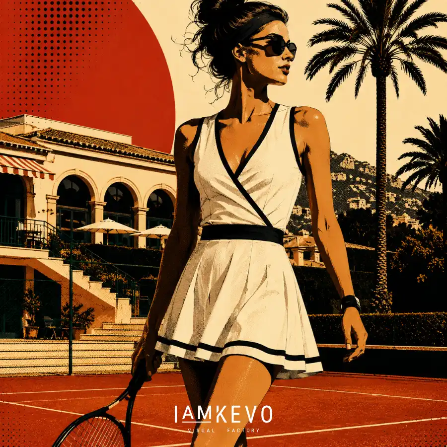 Tennis player walking on court from the Dot Era Sport Motion collection