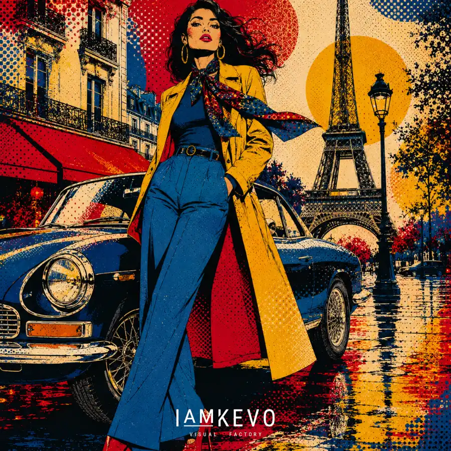 Chic Parisian Style with Vintage Flair artwork from the Dot Era Urban Motion collection