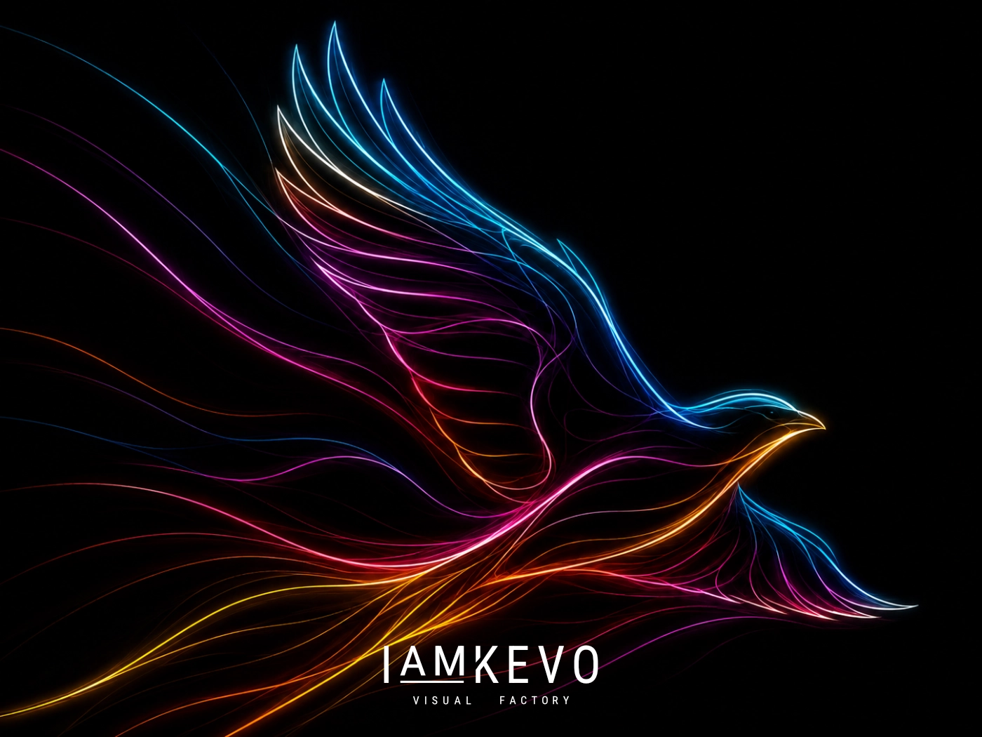 Flight Line Line Energy artwork with a bird rising through luminous motion lines