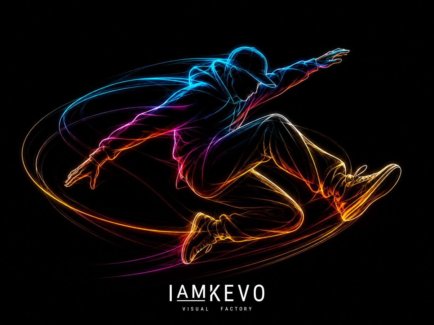 Urban Leap Line Energy artwork with a parkour figure cutting through darkness in neon motion lines