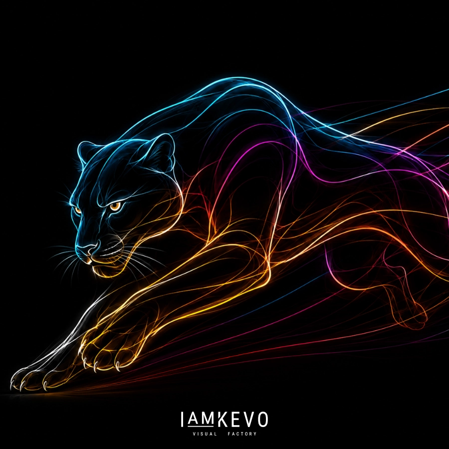 Night Predator Line Energy artwork with neon panther movement