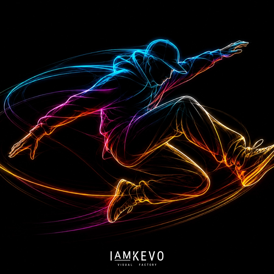 Urban Leap Line Energy artwork with neon parkour movement